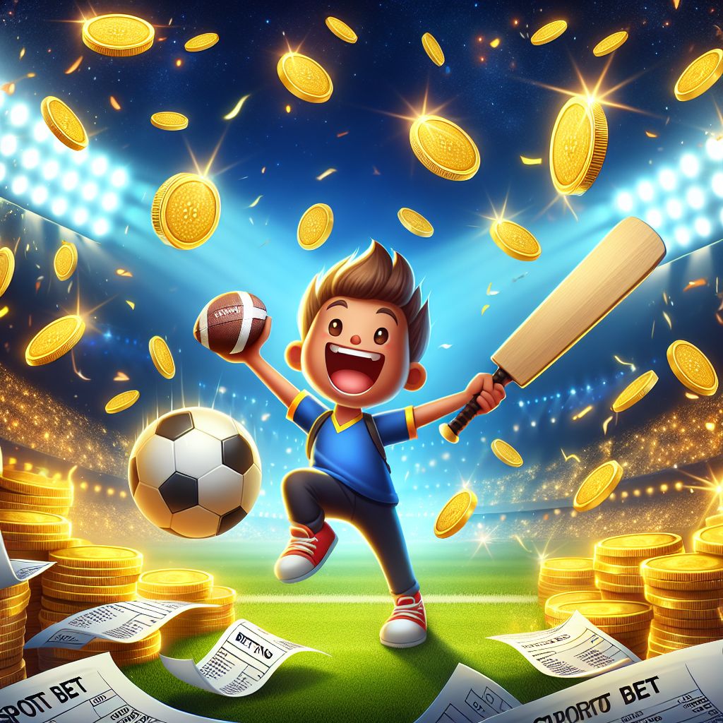 333bat sports betting themed character with cricket and football elements